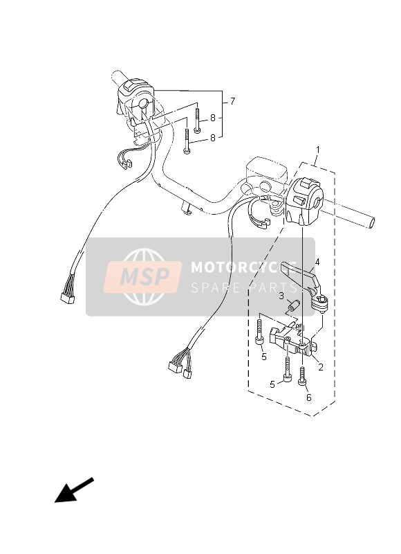 Yamaha XP500 (DNMS) 2015 Interruptor de manija & Palanca para un 2015 Yamaha XP500 (DNMS)